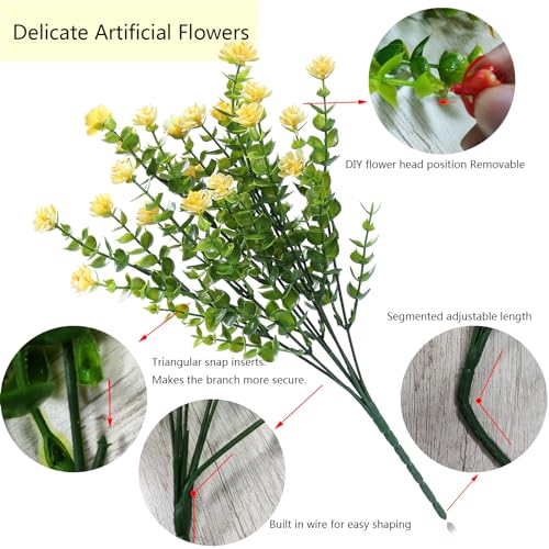 Yellow Artificial Flowers Outdoor,Yellow Fake Flowers Outdoor,UV Resistant Yellow Faux Flowers Outdoors,Front,Porch Decor