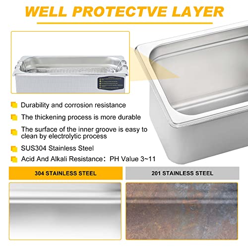 3L Ultrasonic Cleaner Dual-Frequency Professional Digital Stainless Steel Cleaning Machine with Heater Timer for Carburetor, Parts, Circuit Board