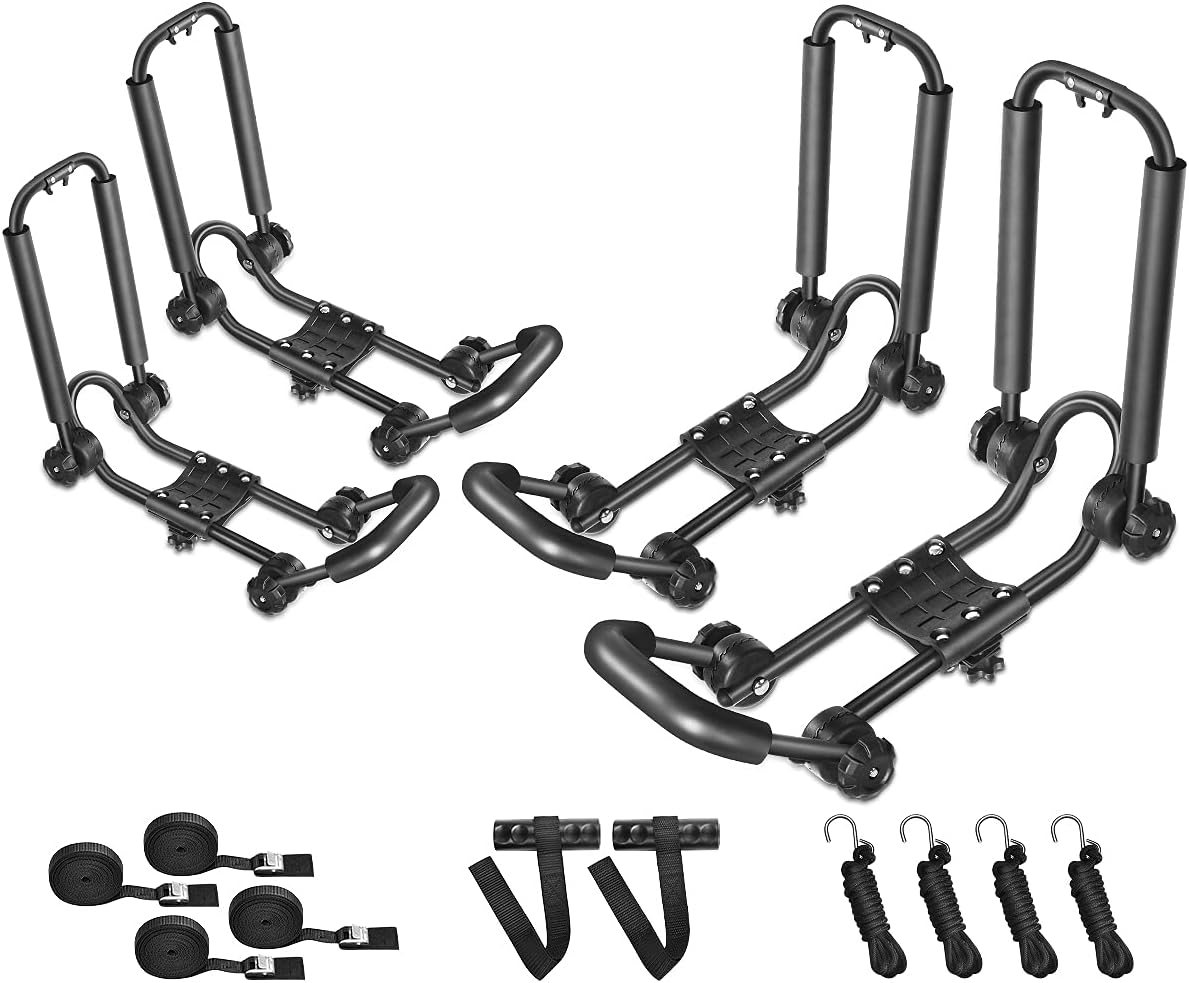 DRSPORTS Universal Foldable Kayak Canoe SUP Carrier 3 in 1 Adjustable car roof Rack Mount J Shape Kayak Rack for Canoe, SUP, Kayaks