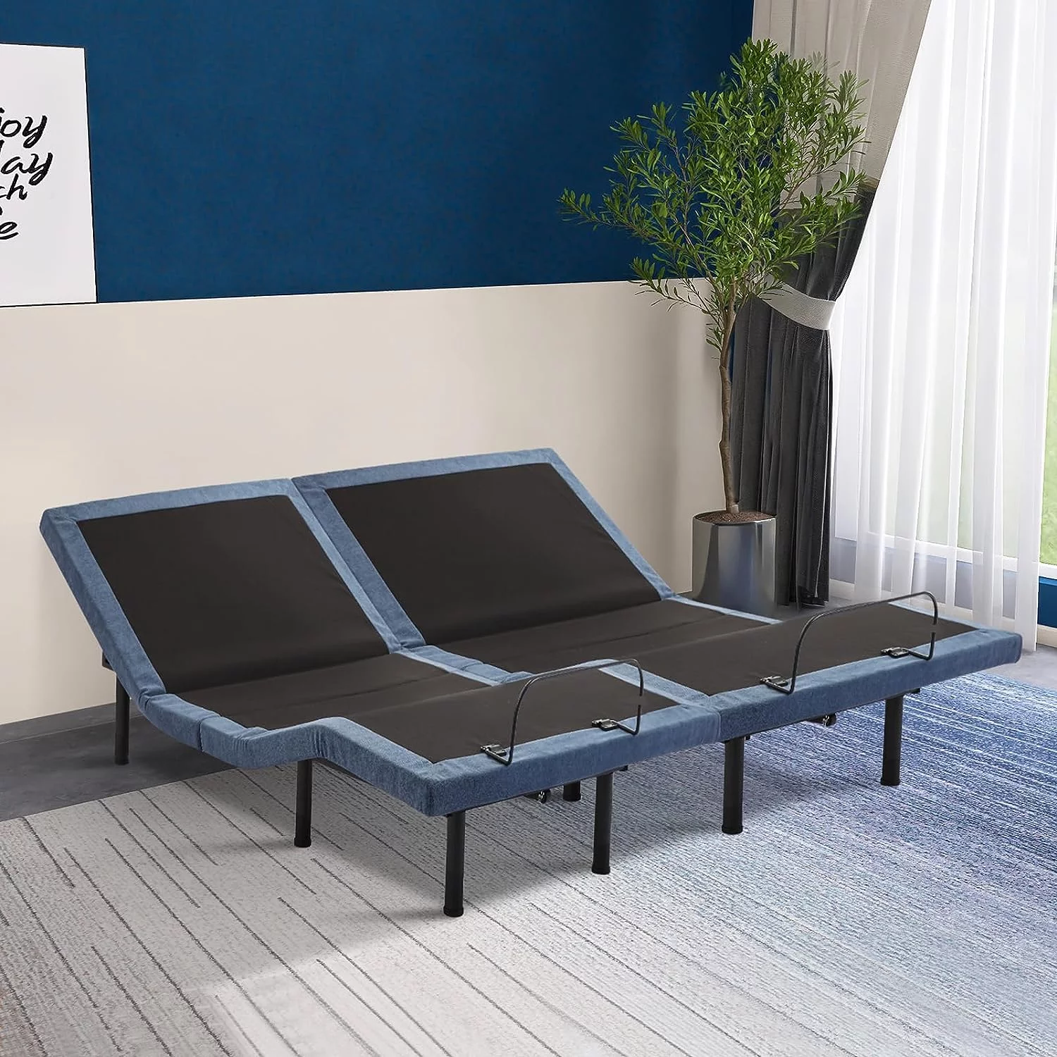 Hcore Adjustable Bed Base,Bed Frame with Head and Foot Incline,Anti-Snore,Zero Gravity, Quiet Motor,Under Bed Lighting,Wireless Remote Control