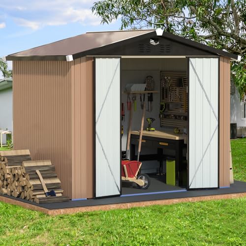 Metal Storage Shed,Outdoor Storage Building 10x12,Large Backyard Sheds with Lockable Doors,Waterproof Outside Storage Shed