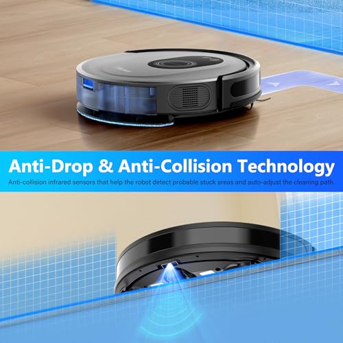 Tikom Robot Vacuum and Mop Combo, 5000Pa Robotic Vacuum Cleaner, 150 Min Max, App & Remote Control, Ideal for Hard Floor, Carpet, Pet Hair