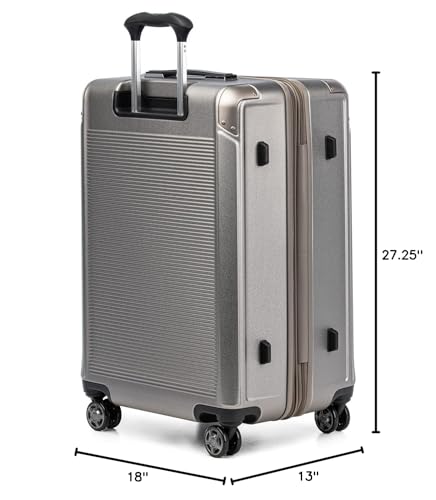 Travelpro Platinum Elite Hardside Expandable Carry on Luggage, 8 Wheel Spinner, TSA Lock, Hard Shell Polycarbonate Suitcase, Metallic Sand