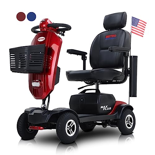 4 Wheel Mobility Scooter, Portable Electric Power Wheelchair, Range Extended Battery Compact Heavy Duty Travel Scooter