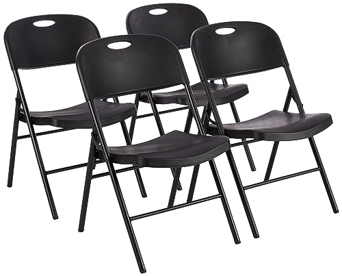 Amazon Basics Sturdy Foldable Plastic Chair, Portable, 350-Pound Capacity, White, 6-Pack