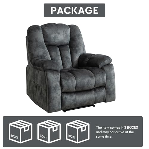 Phoenix Home Manual Recliner Chair for Adults with Massage and Heat, Overstuffed Fabric Reclining Chair
