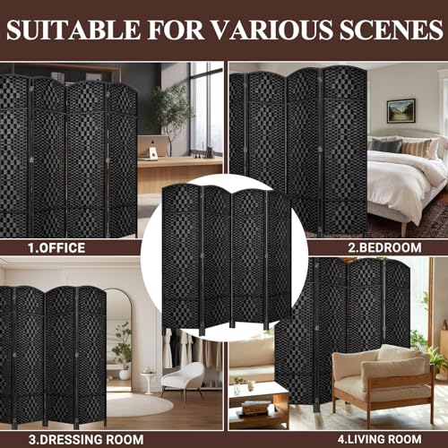 Room Divider, Room Dividers and Folding Privacy Screens, 16in Privacy Screen, 6 Panel Temporary Wall Partitions, 6ft Space Separation Panel Screen