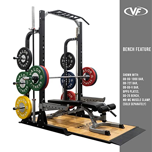 Valor Fitness Half Rack Squat Machine - 5 Position Multi-Grip Pull Up Station - Adjustable Height, Plate Storage