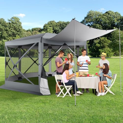 COBIZI 12x12ft Pop up Gazebo Screen Tent Screen House for Camping, Camping Outdoor Screened Gazebo, Canopy Tent