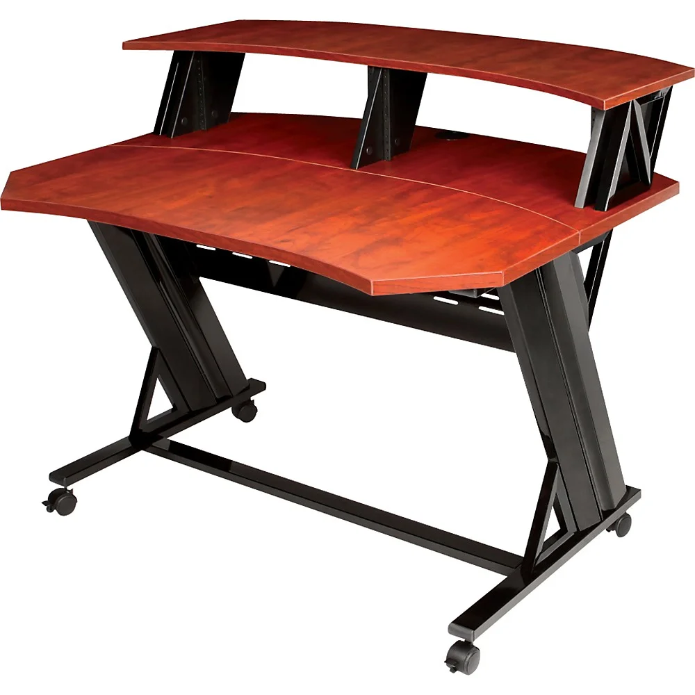 Studio Trends 46" Studio Desk With Dual 4 RU Racks Cherry