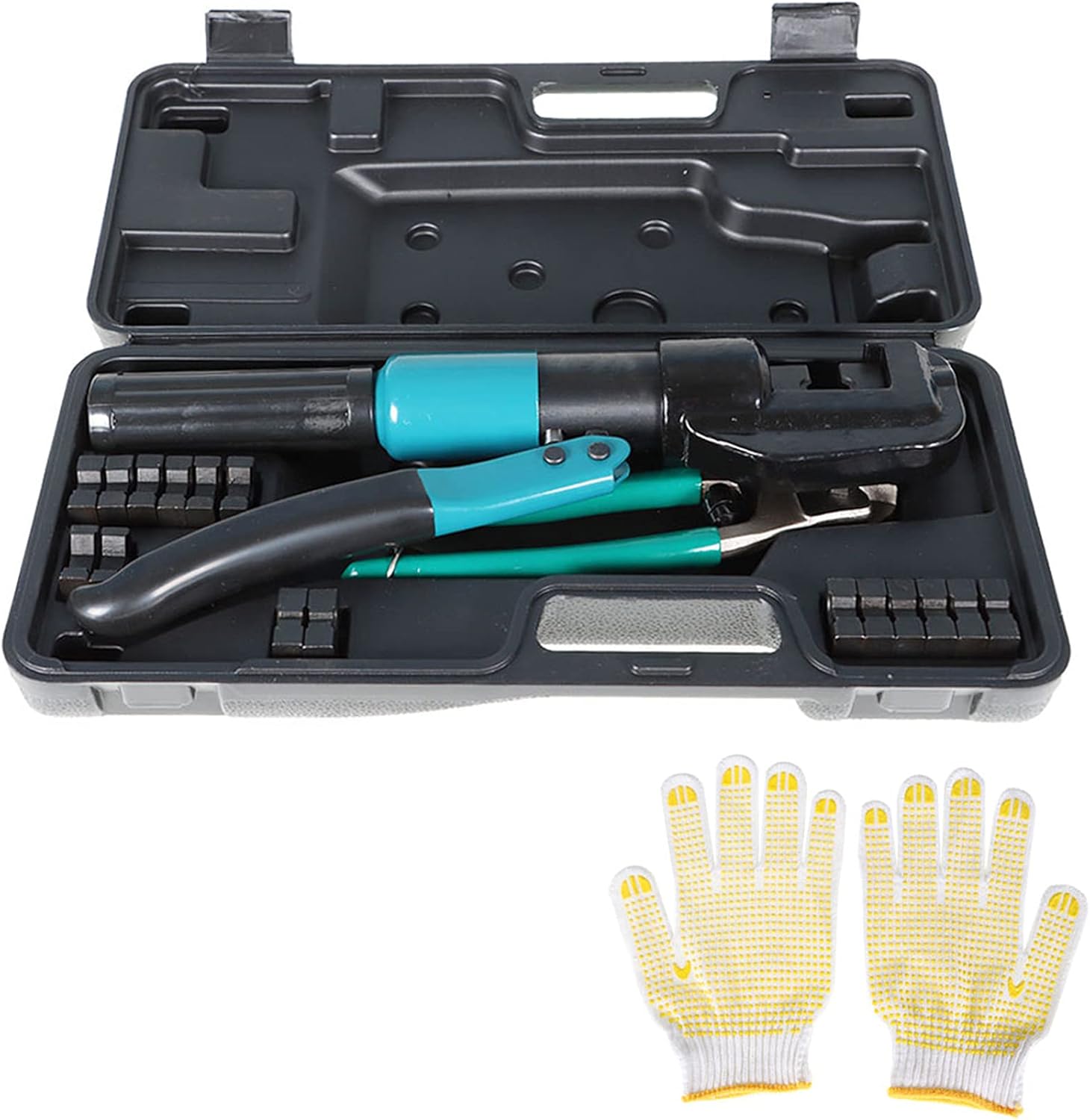 findmall 10 Ton Hydraulic Wire Battery Cable Lug Terminal Crimper Crimping Tool with 9 Pairs of Dies and Cable Cutter for 1/8 Inch to 3/16 Inch