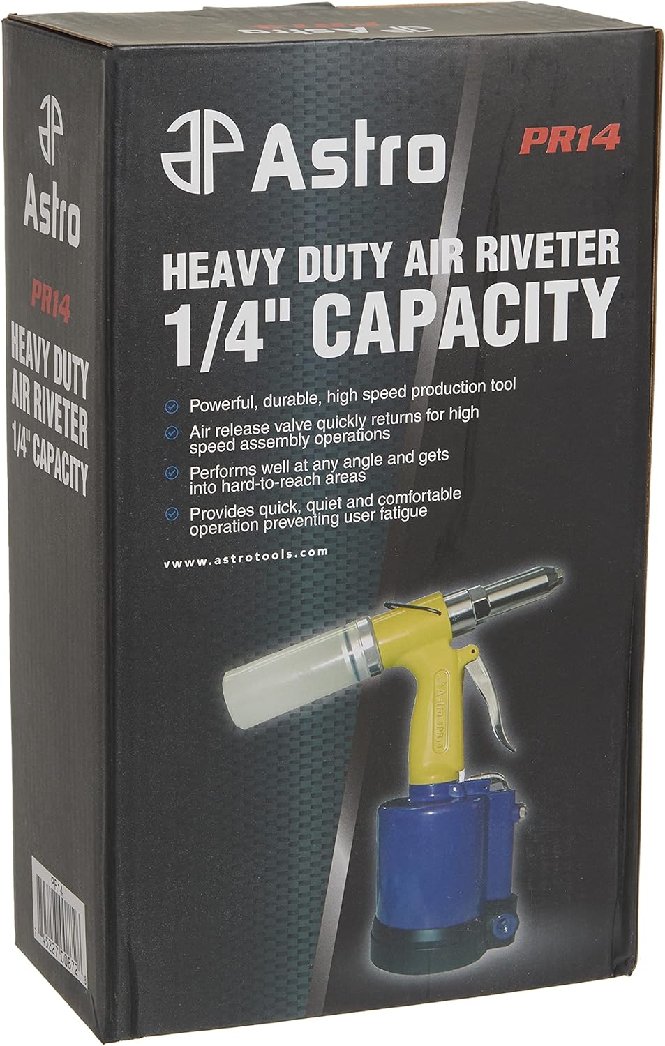Astro Pneumatic Tool PR14 Air Riveter - 3/32, 1/8, 5/32, 3/16 and 1/4 Capacity