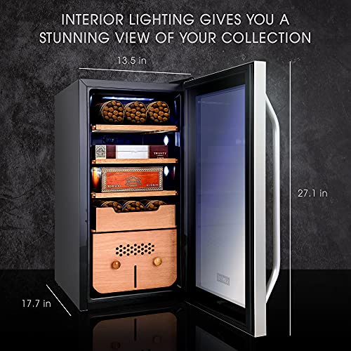 SCHMÉCKÉ 250 Cigar Cooler Humidor with 3 in 1 Precise Cooling, Heating & Humidity Control, Stainless Steel Trim Finish Cabinet