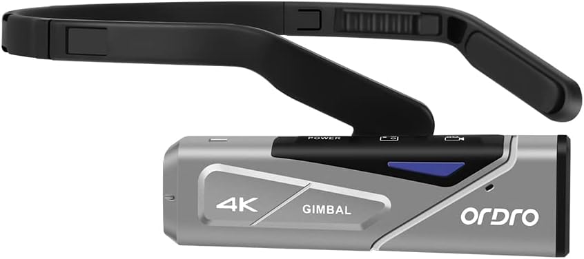 Ordro EP7 4K Camcorder 60FPS Vlog Camera, Hands-Free Head Mounted Camera,2-Axis Gimbal Stabilizer, Wi-Fi APP Control