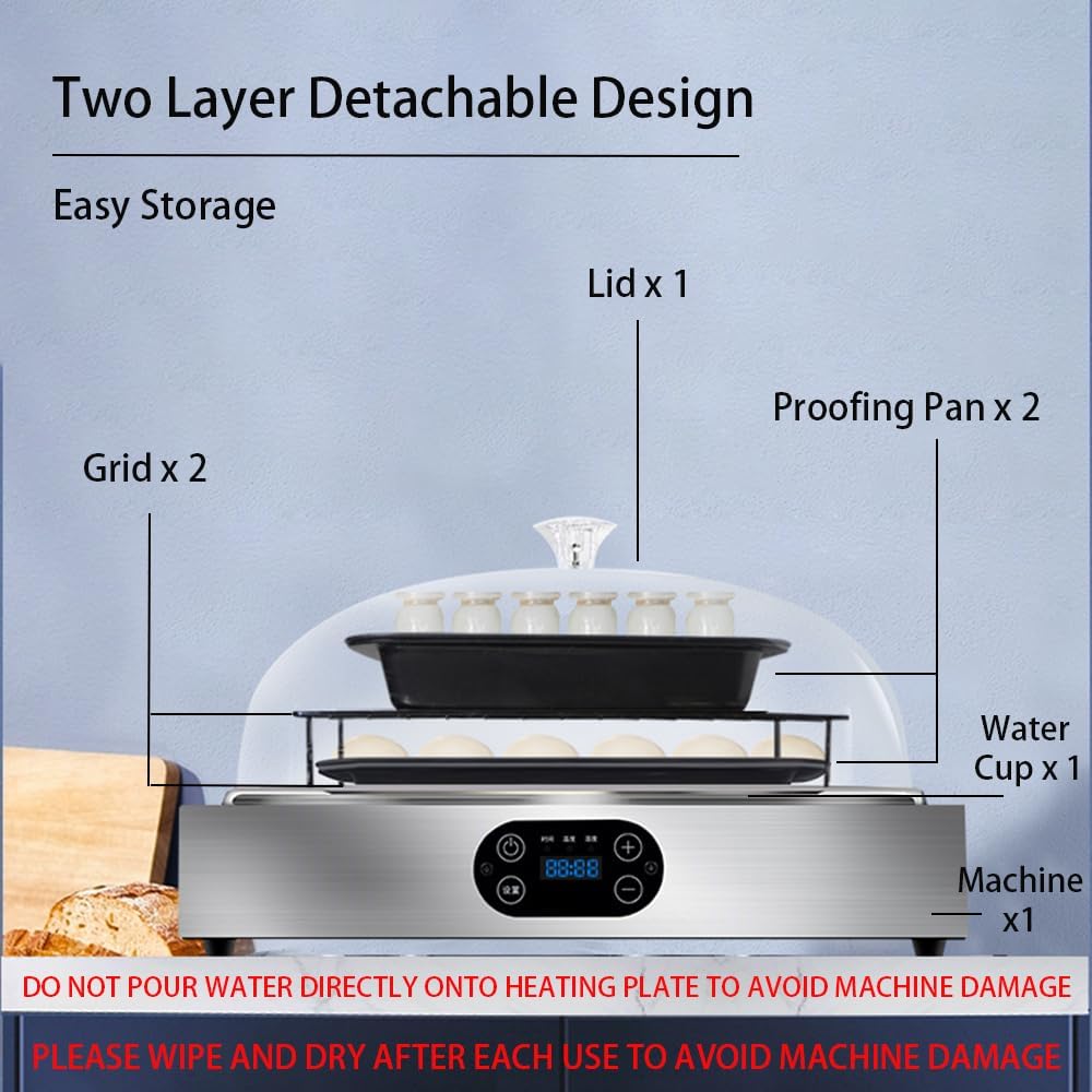 Electric Bread Dough Proofer Machine with Humidity and Temperature control Sourdough Bread Proofer Box Yogurt Maker Proofing Slow Cooker Fermenter