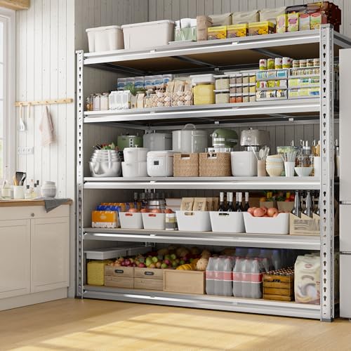 REIBII 48" W Garage Shelving Heavy Duty 3020LBS Storage Shelves 5 Tier Heavy Duty Shelving Adjustable Garage Shelves for Basement, Warehouse