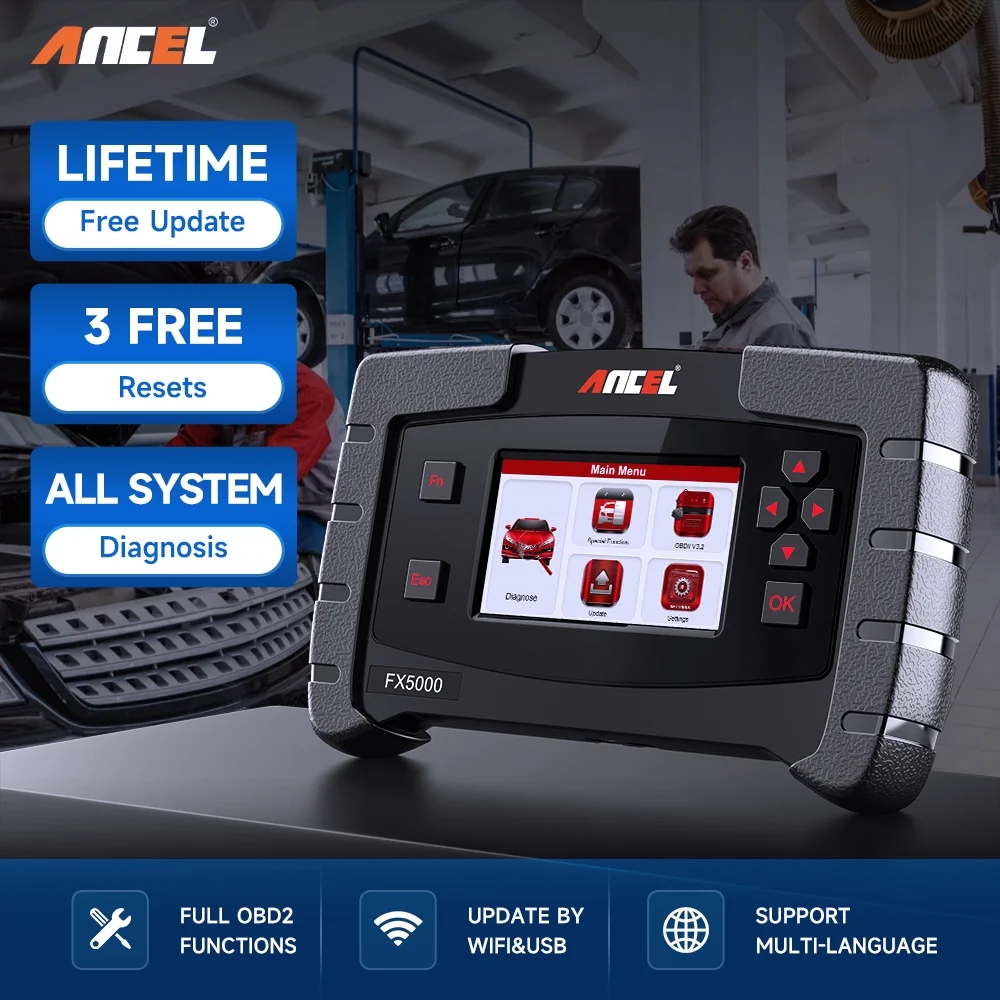 ANCEL FX5000 OBD2 Scanner Car Scan Tool All System Automotive Diagnostic 3 Reset Functions ABS Bleeding Oil Reset EPB Reset EOBD OBDII Code Reader