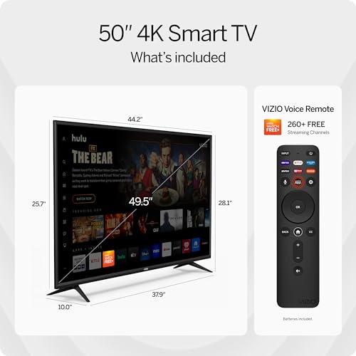 VIZIO 50-Inch V-Series 4K UHD LED Smart TV with Voice Remote, Dolby Vision, HDR10+, Alexa Compatibility, 2022 Model