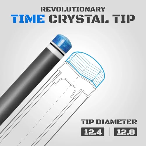 RHINO Nebula 2 Pool Cue - 100% Carbon Fiber Shaft & Composite Butt. Time Crystal Tip, Pro Taper Design, 12.4 mm,12.8 mm. 3/8-8 Joint