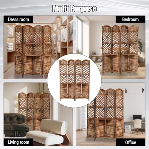 5.6FT Tall Room Divider,Japanese Room Divider 6 Panel Shoji Screen Room Dividers
