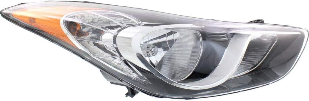 CarLights360: Fits 2011 2012 2013 Hyundai Elantra Headlight Assembly Passenger Side w/Bulbs Black Housing CAPA Certified For HY2503161