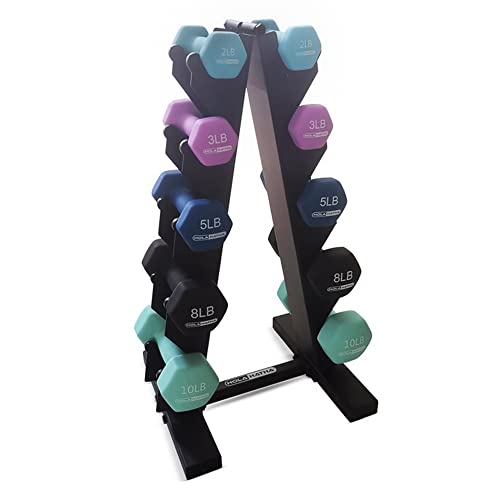 HolaHatha Neoprene Dumbbell Free Hand Weight Set with Rack, Ideal for Home Exercises to Gain Tone and Definition