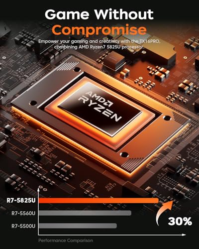 2025 Gaming Laptop, 16.0inch Laptop Computer with AMD Ryzen 7 5825U(8C/16T, Up to 4.5GHz), 16GB RAM 512GB NVMe SSD Windows 11 Laptop