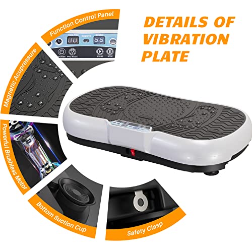 Vibration Plate Exercise Machine for Weight Loss – 100-Speed Platform with Bluetooth Speaker, Remote & Bands