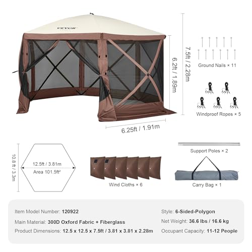VEVOR Pop Up Gazebo Screen Tent, Pop-Up Instant Gazebo Tents with Mosquito Netting Outdoor Canopy