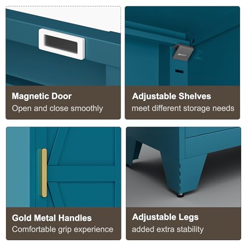 Tall Bathroom Cabinet,Narrow Metal Storage Cabinet with 5 Adjustable Shelves and Single Barn Door,Slim Pantry Storage Organizer for Bathroom,Kitchen