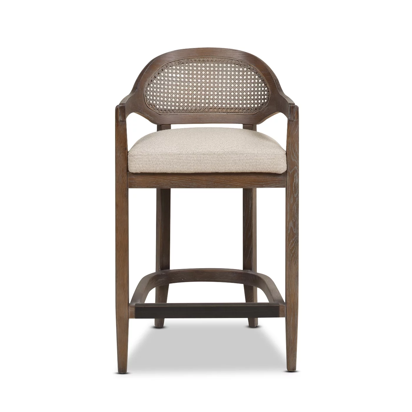 Jennifer Taylor Home Americana Mid-Century Modern 26" Cane Back Counter Stool, Taupe Beige Textured Weave