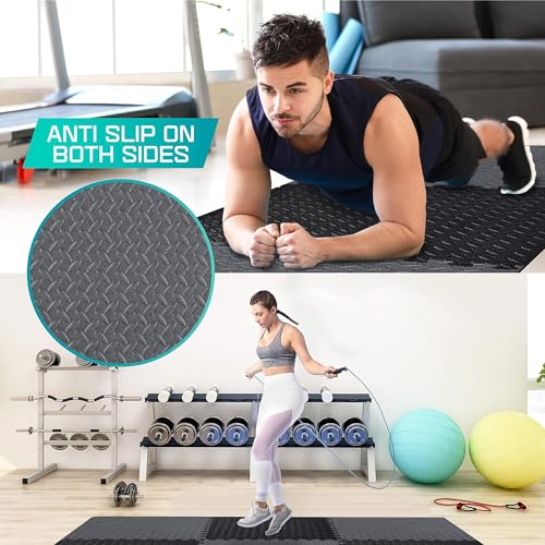 Yes4All 24SQFT-120SQFT Puzzle Exercise Mat for Home Gym, EVA Interlocking Foam Floor Tiles with Border for Workout Equipment