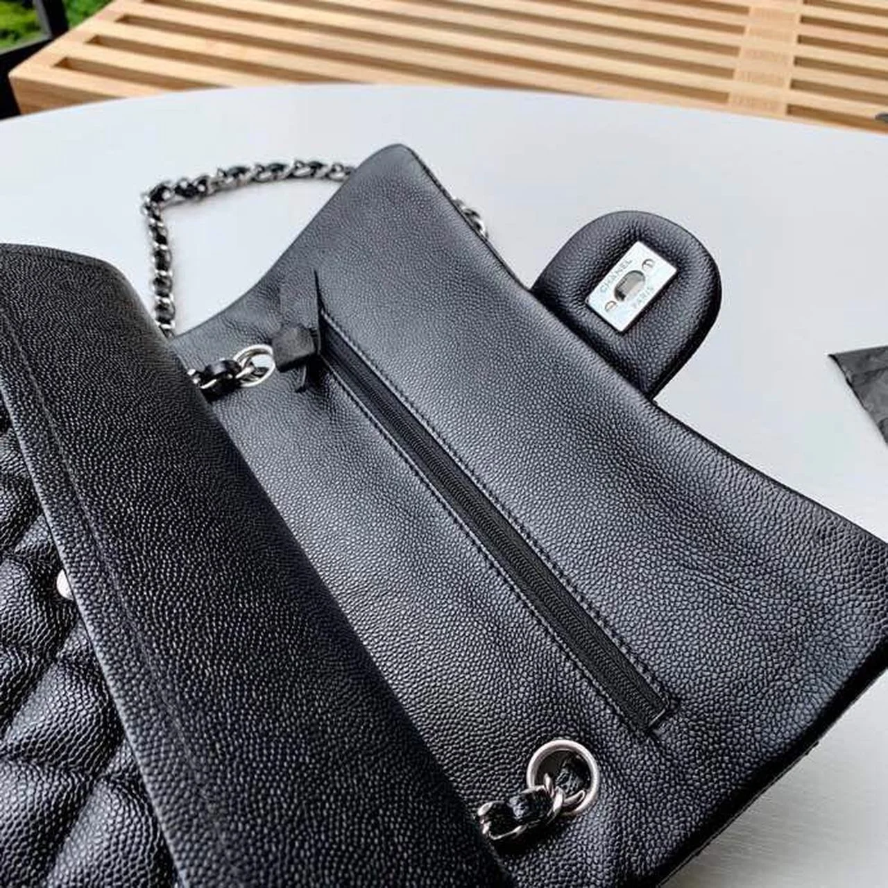 Chanel Classic Handbag Silver Hardware BlackFor Women, Women&rsquo;s Bags, Shoulder And Crossbody Bags 10.2in/26cm A01112