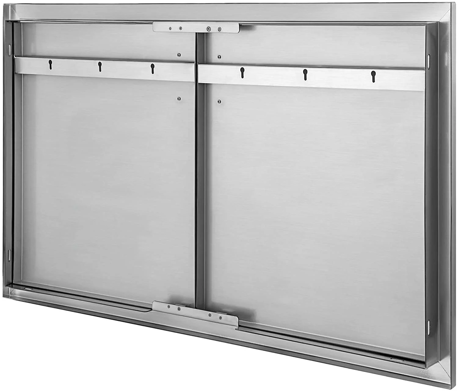 VEVOR Outdoor Kitchen Access 34" x 19" Wall Construction Stainless Steel Flush Mount for BBQ Island, 34inch x 19inch, Double Door