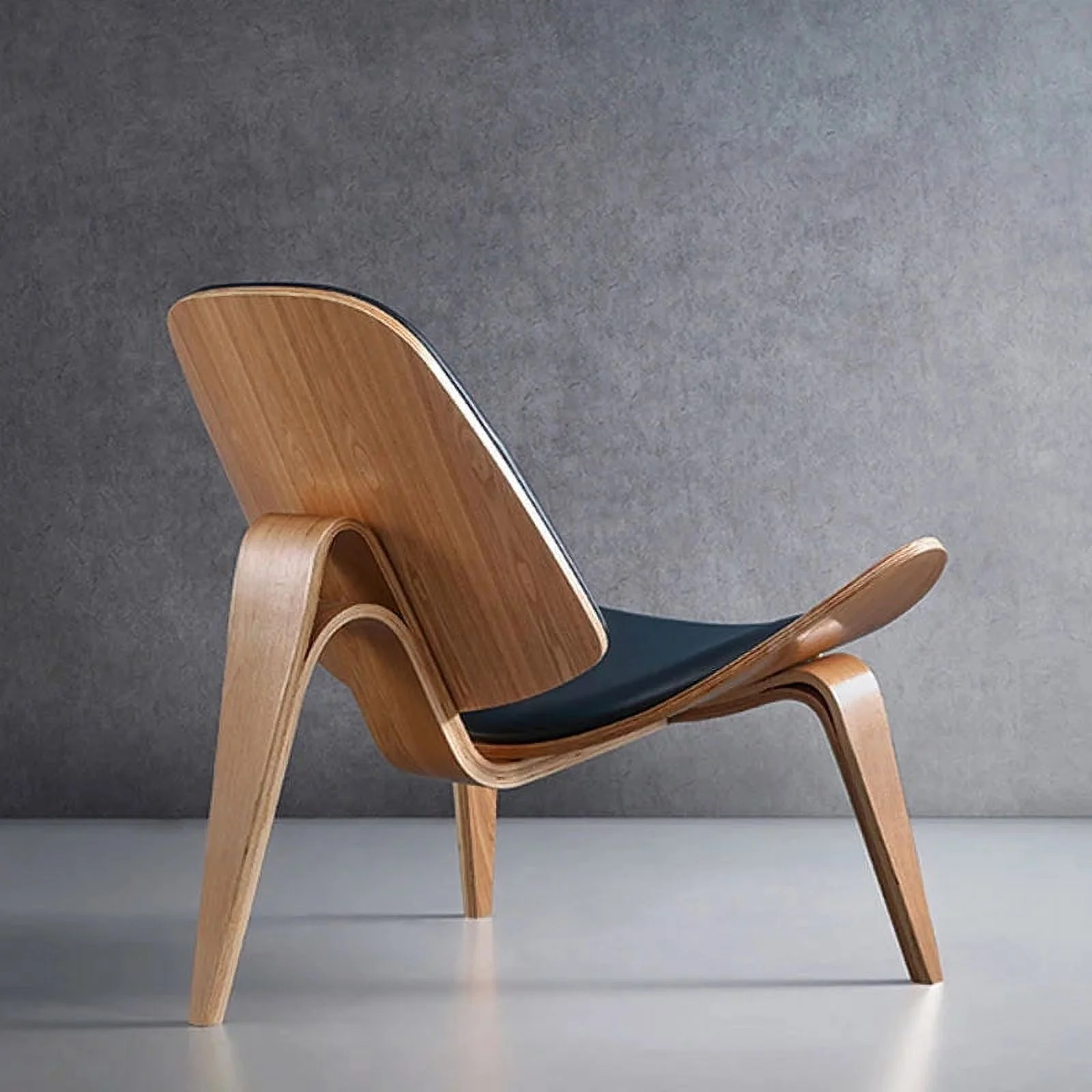 Hans Wegner Style Three-Legged Shell ChairsAsh Plywood Fabric Upholstery Living Room Furniture Modern Lounge Shell ChairsReplica