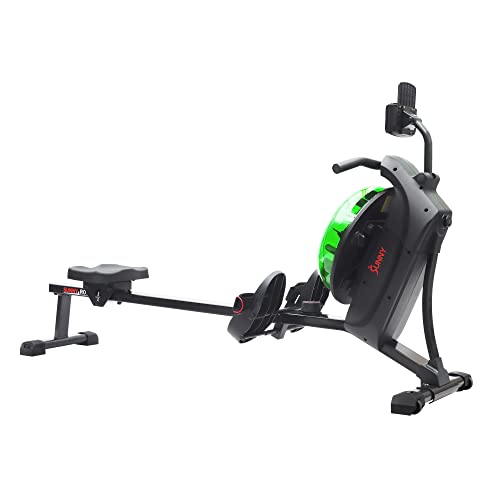 Sunny Health & Fitness Elite Water Rowing Machine with High Dynamic Resistance Vertical Tank