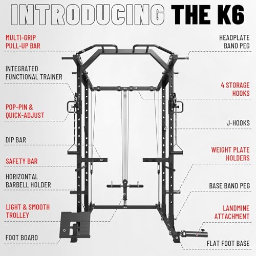 Mikolo Power Cage, Power Rack with Cable Crossover System, 1500LBS Squat Rack with LAT Pull Down System