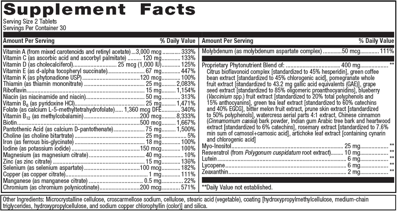 Metagenics PhytoMulti Multivitamin with Iron - Daily Multivitamins with Phytonutrients - Multivitamin for Men & Women