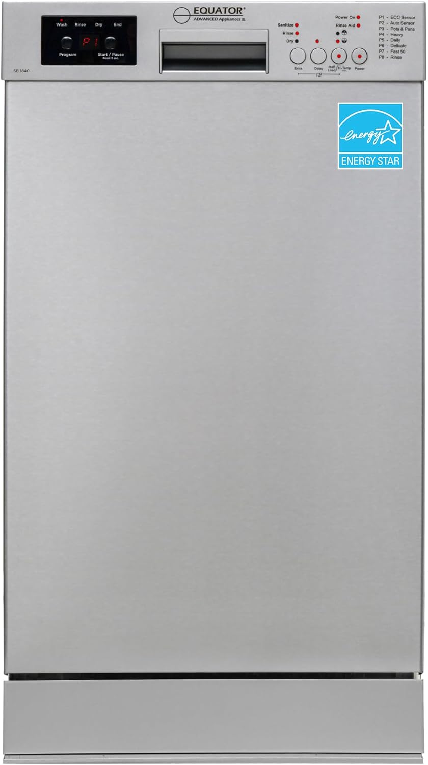 Equator 18" Built-In Dishwasher with Front Control 10 Place Setting and Energy Star Rating Made in Europe