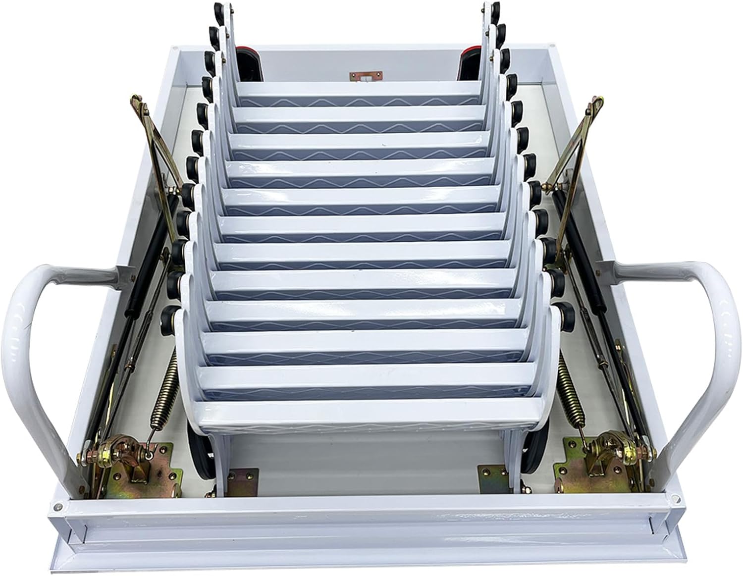 TECHTONGDA Ceiling Attic Loft Ladder, Retractable Pull Down Attic Ladder, 12 Steps Folding Ladder Attic Extension Stairs, 9.84ft Adjustable Height