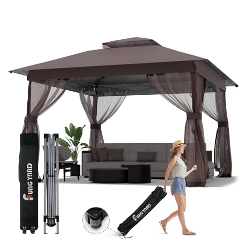 Outdoor Pop Up Gazebo 10x10 - Instant Canopy Tent with Mosquito Nettings