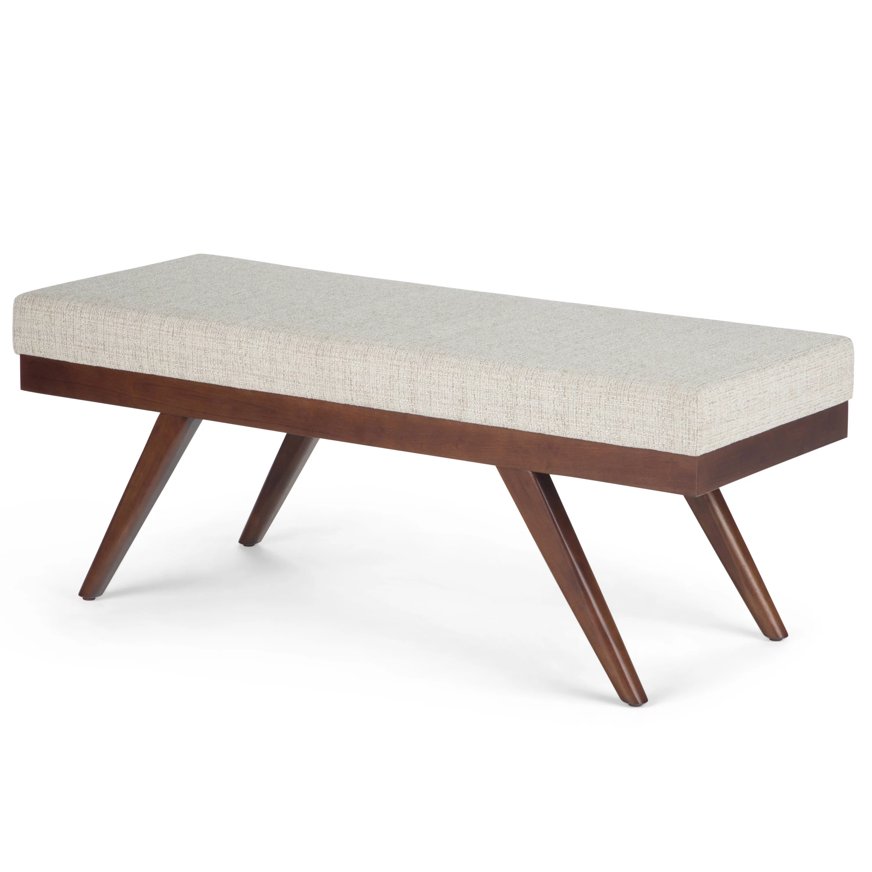 Simpli Home Chanelle Ottoman Bench in Platinum Tweed Look