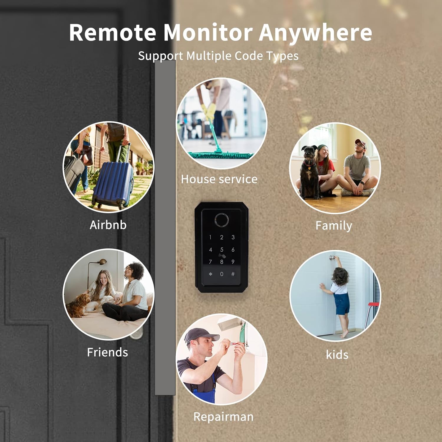 Key Lock Box, Smart Wireless Lock Box with App Remote Access, Large Key Safe for House, Waterproof
