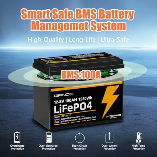 12V 100Ah LiFePO4 Battery Group 31 With Built-in 100A BMS, 15000 Deep Cycles Rechargeable Lithium Battery Prefect for Solar System, Rvs, Marine, Vans