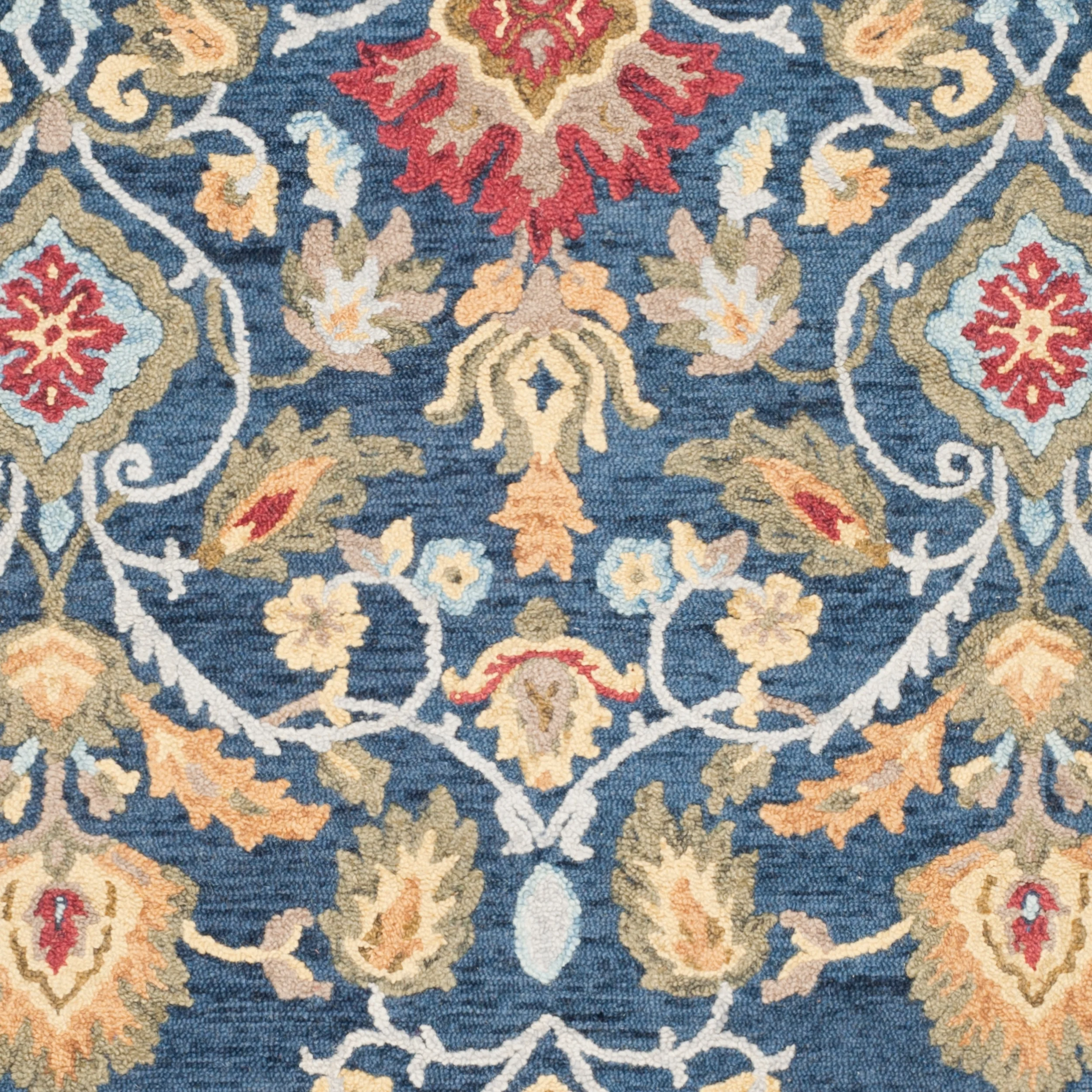 SAFAVIEH Blossom Lennon Floral Wool Area Rug, Navy/Multi, 11' x 15'