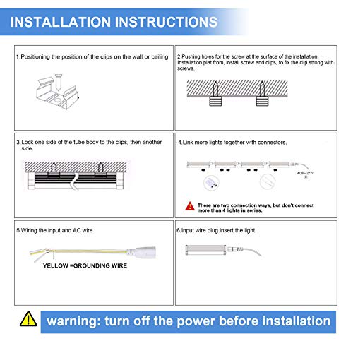 10-Pack 8ft LED Shop Light Fixture - 90W T8 Integrated LED Tube Light - 6500K 12000LM V-Shape Linkable - High Output - Clear Cover - Plug and Play