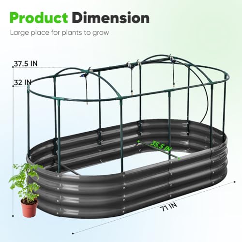 Quictent Galvanized Raised Garden Bed Kit with Self Watering System and Mesh Cover