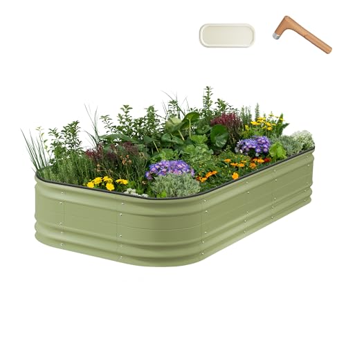 Vego garden 17" Tall 10 in 1 Novel Modular Raised Garden Bed Kit, Metal Planter Box for Vegetables Flowers Herbs