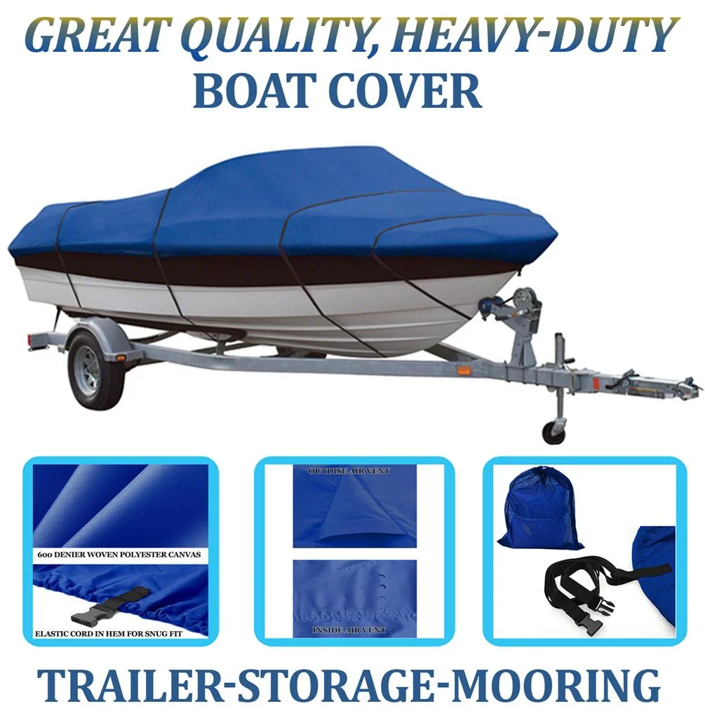 BLUE, GREAT QUALITY BOAT COVER Compatible for SYLVAN NAVIGATOR 1500 SC 2002-2004