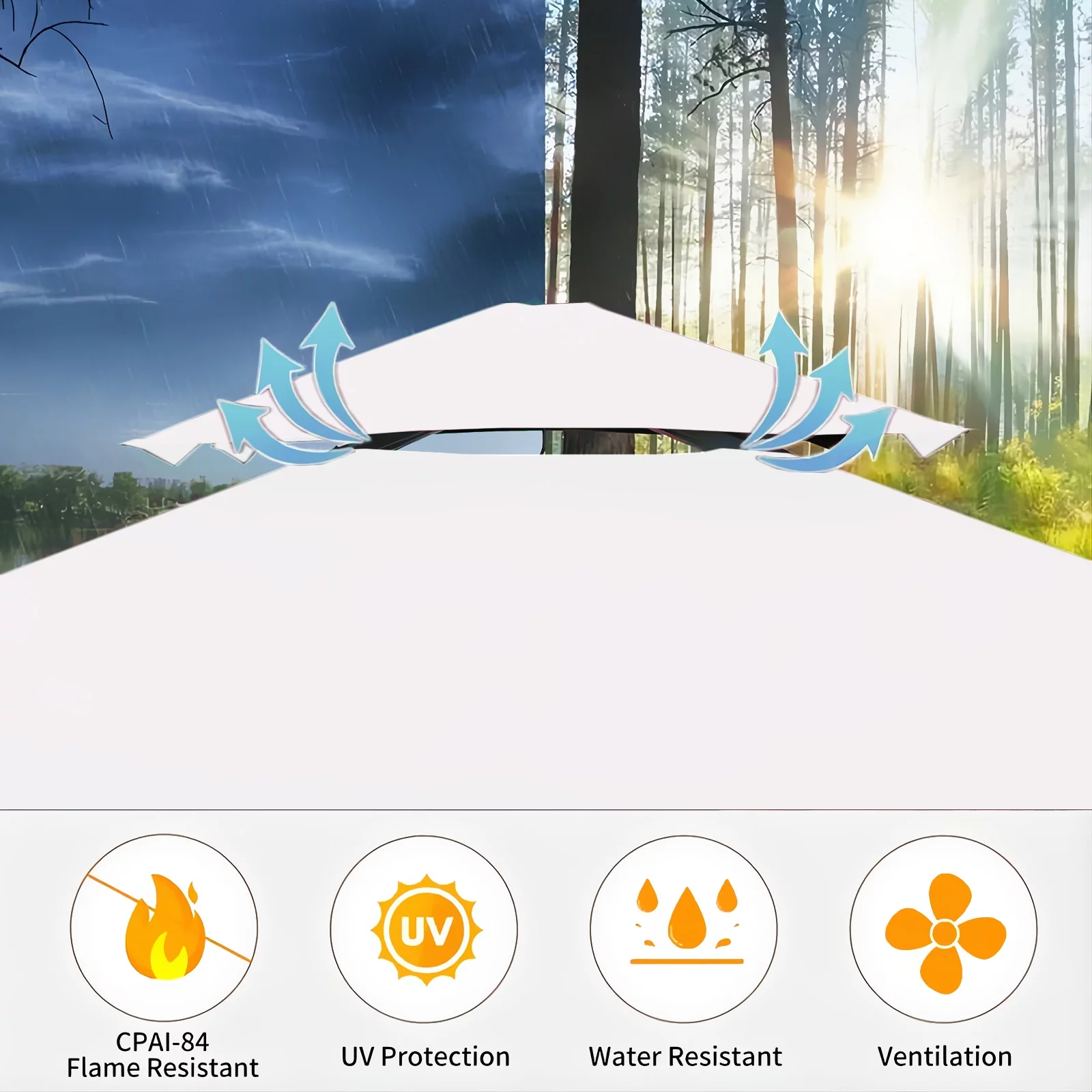 Grezone Outdoor Grill Gazebo Tent BBQ Canopy for Outdoor Grill Shelter BBQ Grill Gazebo Hardtop (L96 x W60 x H101 Inch) White - Radiant Selections